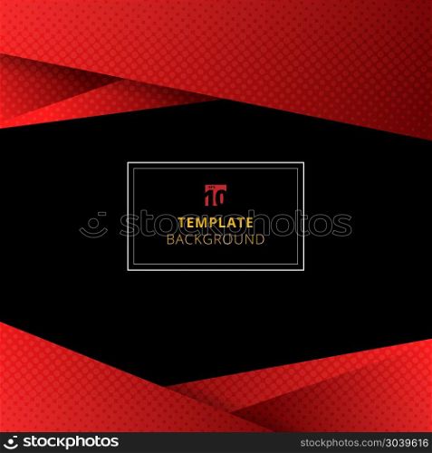 Template red geometric background with halftone texture. You can use for design print, brochure, poster, banner, website, Presentation. Vector illustration. Template red geometric background with halftone texture.
