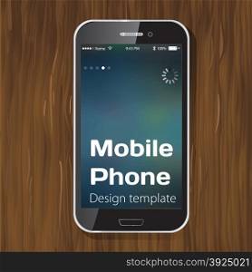 Template smartphone on a wooden background