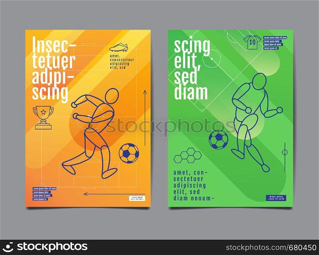 Template Sport Layout Design, Flat Design, single line, Graphic Illustration, Football, Soccer, Vector Illustration.