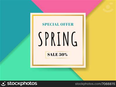 Template spring sale beautiful colorful background. Special offer. You can use for Wallpaper. flyers, invitation, posters, brochure, gift voucher discount, banner web. Vector illustration
