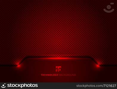 Template technology concept geometric header red and black grid background and texture. Vector illustration