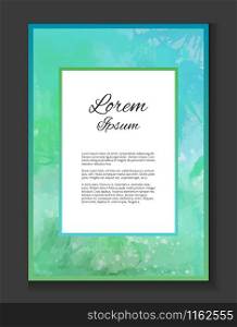 Template turquoise watercolor background for thank-you letter, invitation, and place for text for your design. Template turquoise watercolor background for thank-you letter,