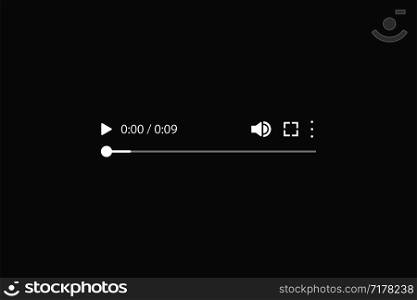 Template video player white color on black background. Eps10. Template video player white color on black background