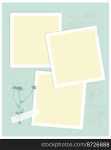 Template vintage collage for photo book, reminders, social media, notes, to do list. Scrapbooking herbarium chamomile.