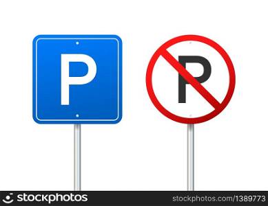 Template with blue parking. Logo, icon, label. Parking on white background. Web element. Vector stock illustration. Template with blue parking. Logo, icon, label. Parking on white background. Web element. Vector stock illustration.