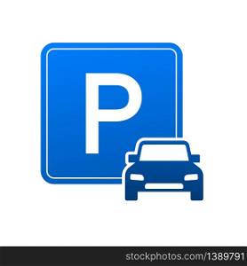 Template with blue parking. Logo, icon, label. Parking on white background. Web element. Vector stock illustration. Template with blue parking. Logo, icon, label. Parking on white background. Web element. Vector stock illustration.