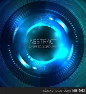 Template with round abstract technology background in blue tones and place for text. Vector element for presentations, postcards, and your design. Template with round abstract technology background in blue tones