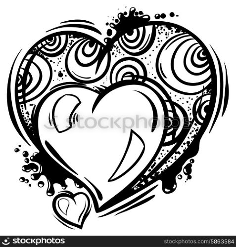 Template with Valentine hearts in line art style. Template with Valentine hearts in line art style.