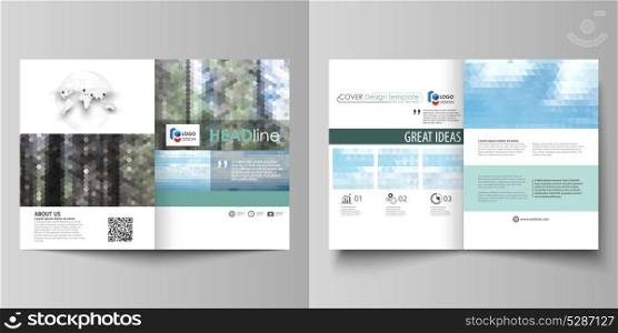 Templates for bi fold brochure, flyer, booklet or report. Cover design template, abstract vector layout in A4 size. Colorful background, travel business, natural landscape in polygonal style.. Templates for bi fold brochure, flyer, booklet or report. Cover design template, abstract vector layout in A4 size. Colorful background, travel business, natural landscape in polygonal style