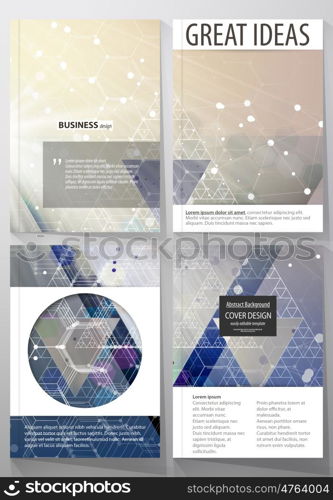 Templates for brochure, magazine, flyer or report. Cover design template, easy editable vector layout in A4 size. Chemistry pattern, hexagonal molecule structure. Medicine and science concept.