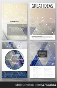 Templates for brochure, magazine, flyer or report. Cover design template, easy editable vector layout in A4 size. Chemistry pattern, hexagonal molecule structure. Medicine and science concept.