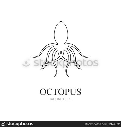 Templates for octopus logos, labels and emblems Vector illustration.