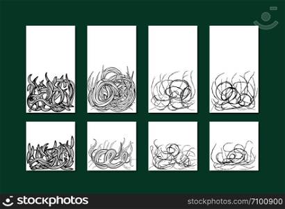 Templates for social media with leaves. Backgrounds for story and posts set with empty space for text message. Vector illustration.