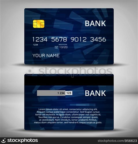 Templates of credit cards design with a polygon background, Isolated vector. Templates of credit cards design
