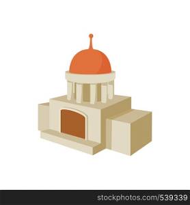 Temple building icon in cartoon style on a white background. Temple building icon, cartoon style