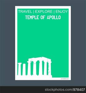 Temple of Apollo Attica, Greece. monument landmark brochure Flat style and typography vector