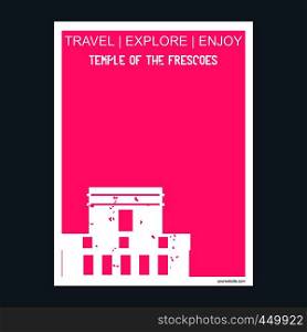 Temple of the Fresoes, Mexico monument landmark brochure Flat style and typography vector