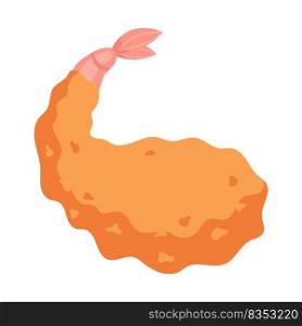 Tempura semi flat color vector object. Deep fried shrimp. Delicious japanese dish. Cooking recipe. Full sized item on white. Simple cartoon style illustration for web graphic design and animation. Tempura semi flat color vector object