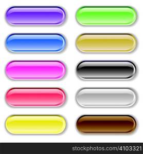 Ten gel filled lozenge brightly colored icons with shadows