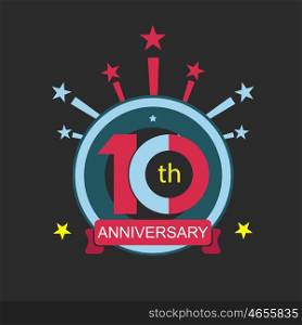Ten symbol, years, anniversary logo, discount.