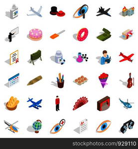 Tendency icons set. Isometric style of 36 tendency vector icons for web isolated on white background. Tendency icons set, isometric style