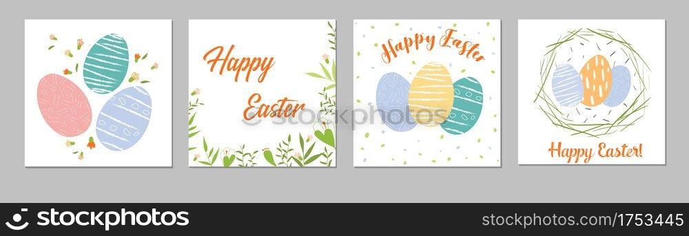 Tender Happy Easter templates square with eggs, flowers and typographic design easter sale, spring seamless pattern. Good for spring and Easter greeting cards and invitations, and social media post. Tender Happy Easter templates square with eggs