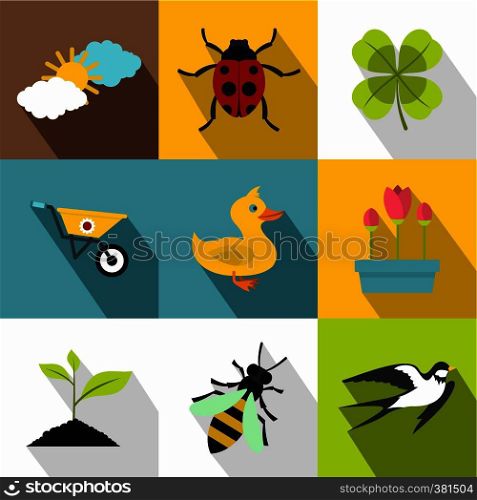 Tending garden icons set. Flat illustration of 9 tending garden vector icons for web. Tending garden icons set, flat style