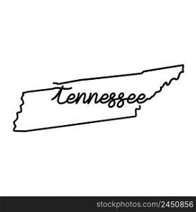 Tennessee US state outline map with the handwritten state name. Continuous line drawing of patriotic home sign. A love for a small homeland. T-shirt print idea. Vector illustration.. Tennessee US state outline map with the handwritten state name. Continuous line drawing of patriotic home sign