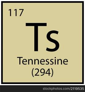 Tennessine chemical element. Science concept. Mendeleev table symbol. Green background. Vector illustration. Stock image. EPS 10.. Tennessine chemical element. Science concept. Mendeleev table symbol. Green background. Vector illustration. Stock image.