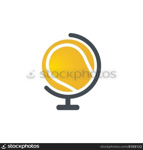 Tennis and globe logo design. Game and planet symbol or icon. 
