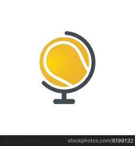Tennis and globe logo design. Game and planet symbol or icon. 
