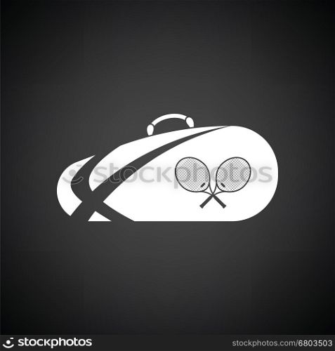Tennis bag icon. Black background with white. Vector illustration.