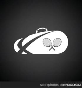 Tennis bag icon. Black background with white. Vector illustration.