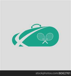 Tennis bag icon. Gray background with green. Vector illustration.