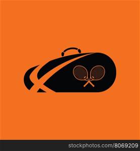 Tennis bag icon. Orange background with black. Vector illustration.