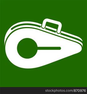 Tennis bag icon white isolated on green background. Vector illustration. Tennis bag icon green