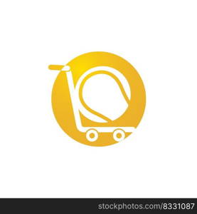 Tennis ball and trolley logo design. Tennis shopping logo design concept. 