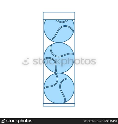 Tennis Ball Container Icon. Thin Line With Blue Fill Design. Vector Illustration.