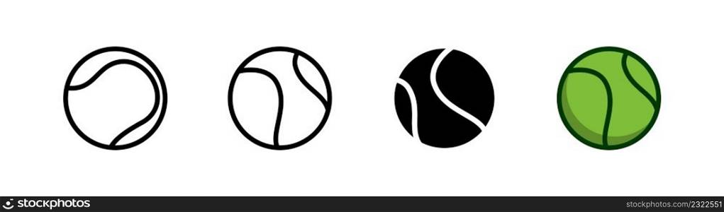 Tennis ball icon design element, outlined style and flat style