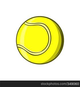 Tennis ball icon in cartoon style isolated on white background. Sport symbol. Tennis ball icon, cartoon style
