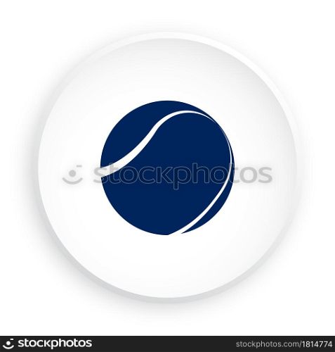 tennis ball icon in neomorphism style for mobile app. Sport equipment. Button for mobile application or web. Vector on white background