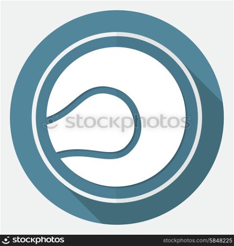tennis ball icon on white circle with a long shadow