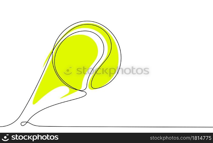 tennis ball in one continuous line. Sport, active lifestyle. Background for sports competitions. Vector
