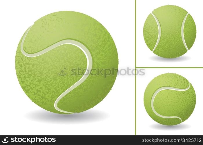 Tennis ball isolated over white background, vector illustration set