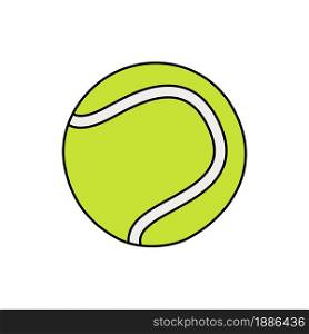 Tennis ball. Sport equipment sketch. Hand drawn doodle icon. Vector freehand fitness illustration