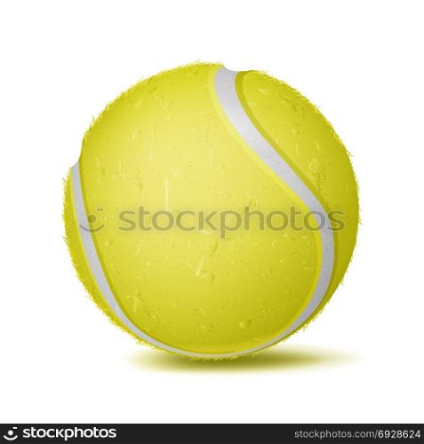Tennis Ball Vector. Sport Game, Fitness Symbol. Illustration. 3D Tennis Ball Vector. Classic Yellow Ball. Illustration