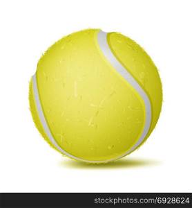 Tennis Ball Vector. Sport Game, Fitness Symbol. Illustration. 3D Tennis Ball Vector. Classic Yellow Ball. Illustration