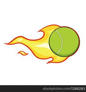 Tennis Ball With A Trail Of Flames. Vector Illustration Isolated On White Background