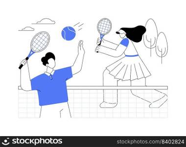 Tennis c&abstract concept vector illustration. Summer sport c&, tennis academy, junior training, kids specialty vacation program, physical activity, private instructor abstract metaphor.. Tennis c&abstract concept vector illustration.