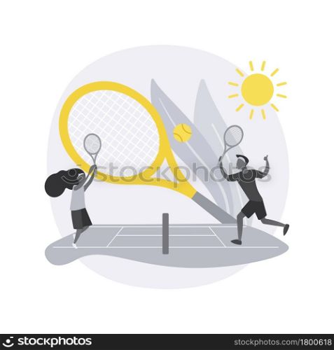 Tennis camp abstract concept vector illustration. Summer sport camp, tennis academy, junior training, kids specialty vacation program, physical activity, private instructor abstract metaphor.. Tennis camp abstract concept vector illustration.